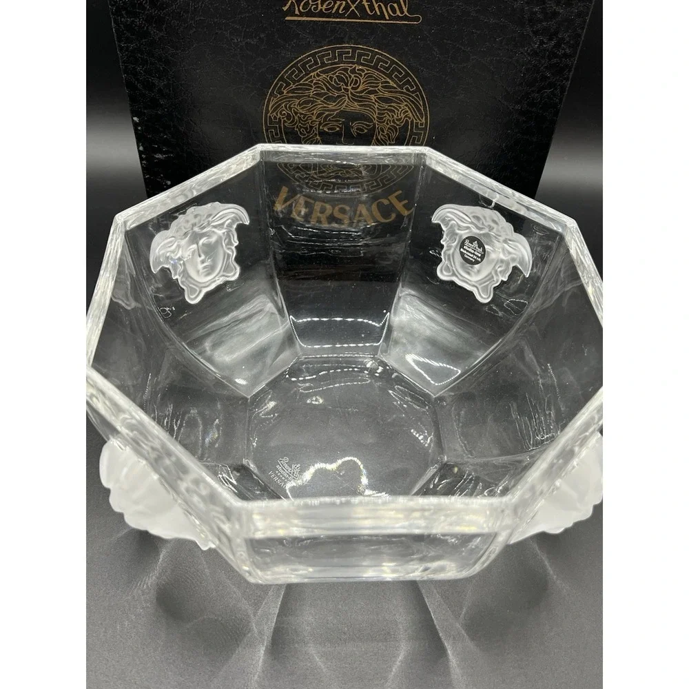 Stunning Rosenthal VERSACE Medusa Lumiere Round Crystal Bowl 7